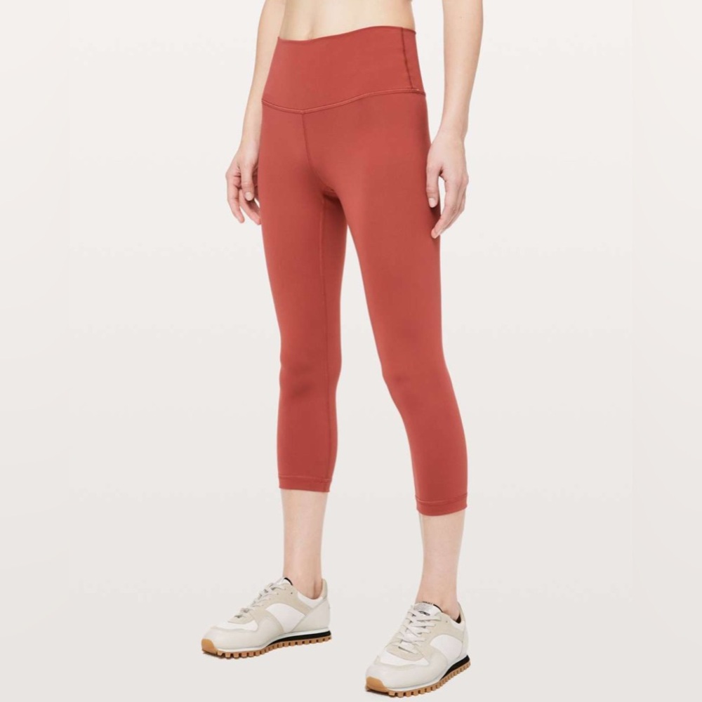 Lululemon Wunder Under Crop (High-Rise) Full-On Luxtreme 21" Brick Rose size 14 - Picture 2 of 8